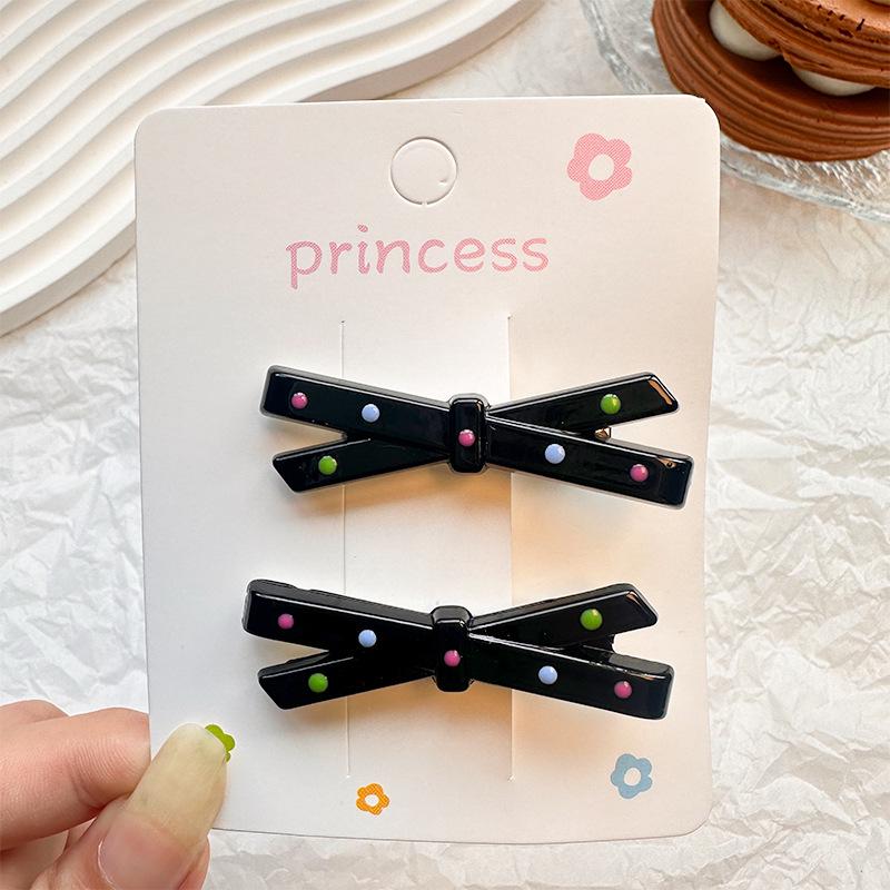 Заколка-бант в горошек для девочек - Модная заколка для боковых прядей