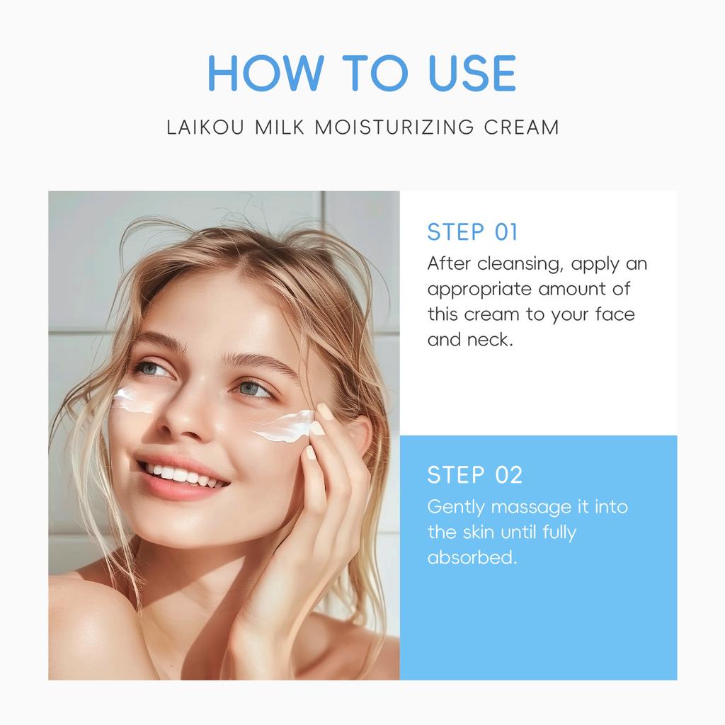 LAIKOU Milk Extract Moisturizer Facial Cream 25g Hydrating Nourish Brighten Smooth Skin Daily Care for All Skin Types Travelsize