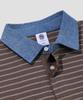 AGOD Contrast Denim Collar Stripe Half T-Shirt [Brown]