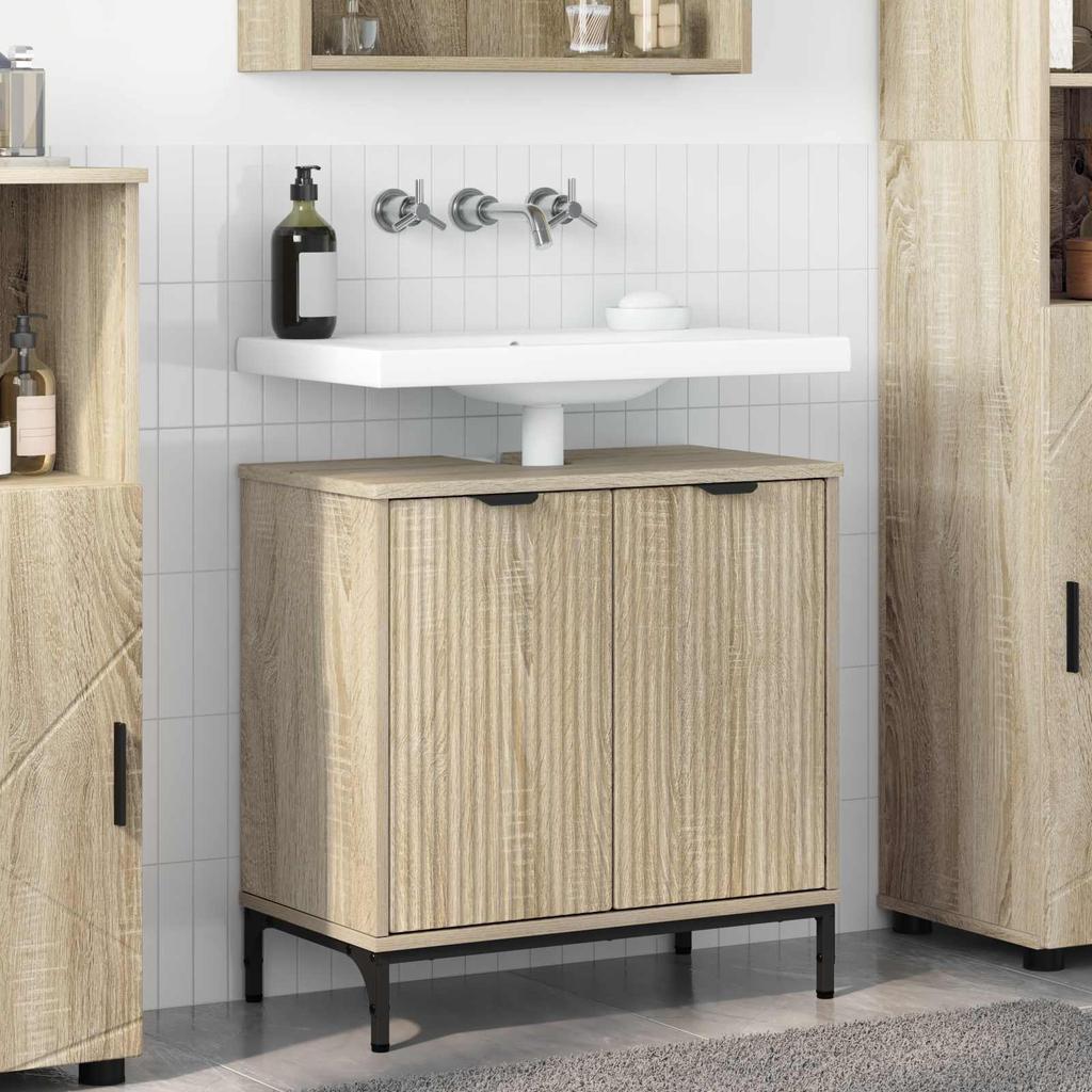 Washbasin Cabinet with Door Sonoma Oak 60.5 x 33.5 x 61 cm