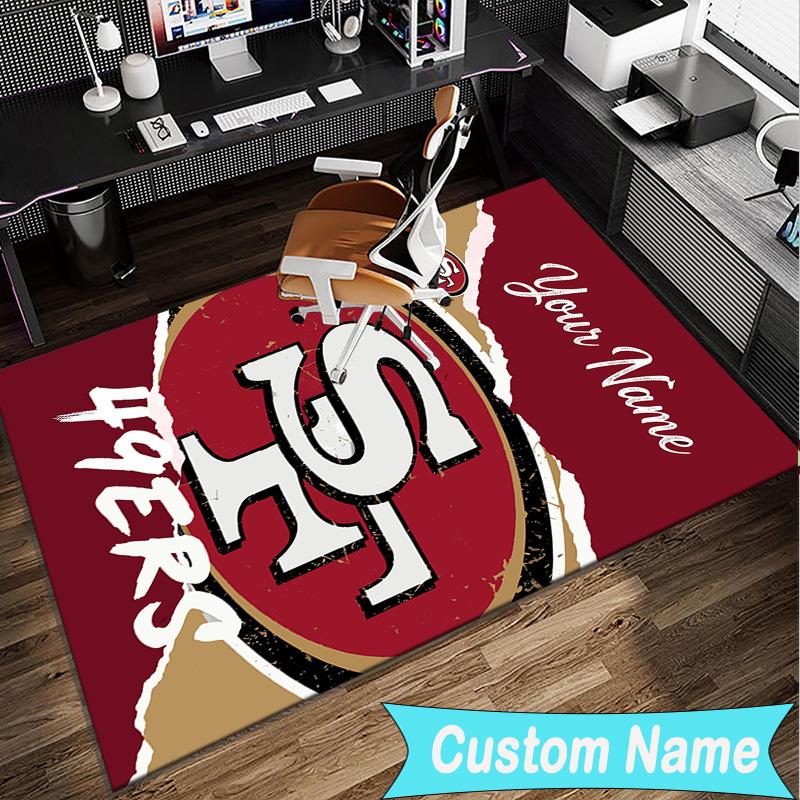 Benutzerdefinierter Teppich San Francisco Football Bereichsteppich Geeignet für Innen und Außen, Teppiche für Häuser, Büros, Wohnzimmer, Heimdekoration, Weihnachtsgeschenk