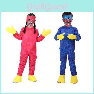 Kids Huggy Wuggy Poppy Playtime Cosplay Costume Bodysuit Jumpsuit Mask Gloves For Unisex