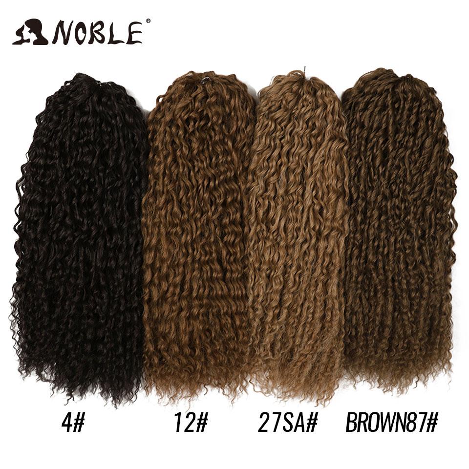 Noble 24 Inch Jet Black Water Wave Crochet Hair Synthetic Braiding Hair, Pre-Stretched Curly Crochet Braids Extensions for Women
