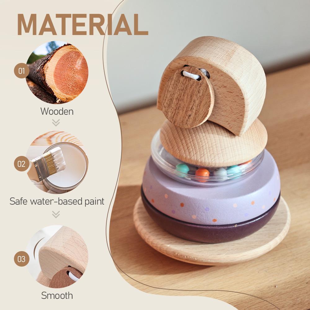 

Baby Brain Development Wooden Puzzle Stacking Elephant Blocks