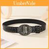 Punk Leather Belt With Alloy Buckle And Snap Closure For Casual Streetwear