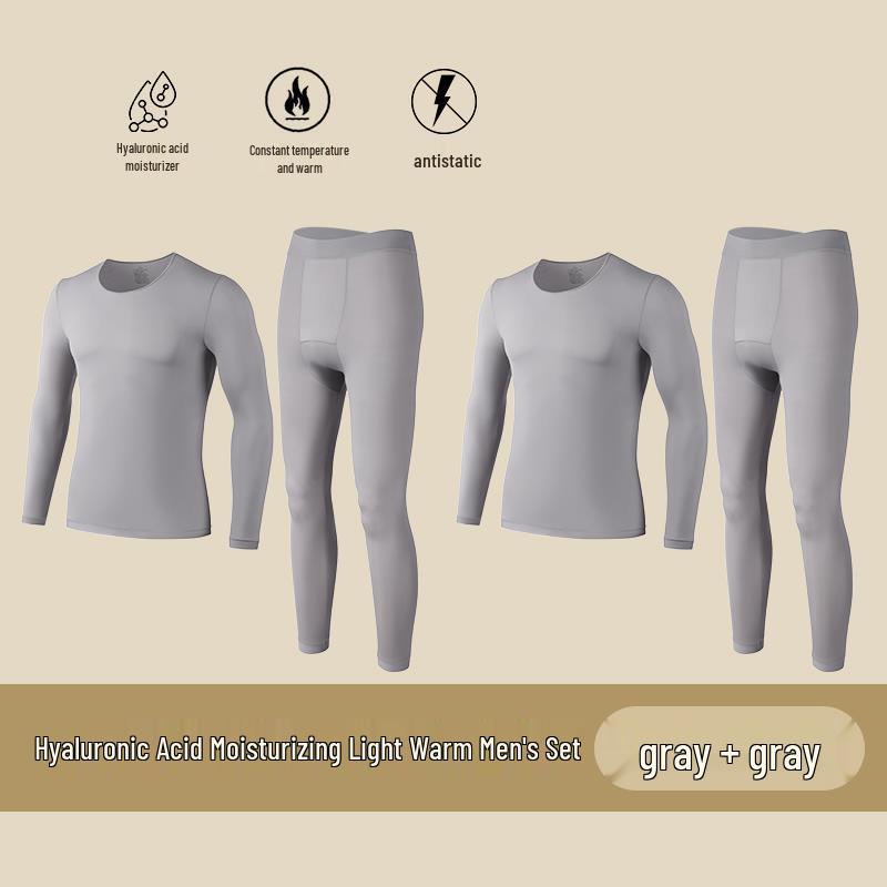Men’s Ultra-Thin Seamless Self-Heating Thermal Underwear Set - Skin-Enhancing with Hyaluronic Acid for Autumn/Winter