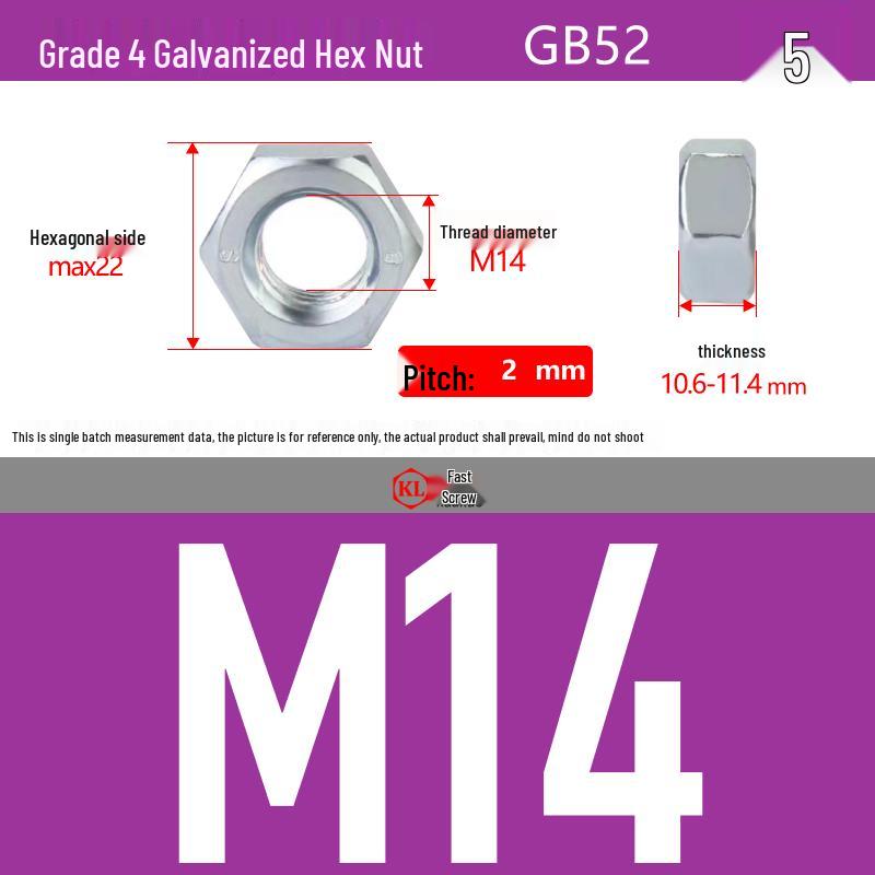 Galvanized Hex Nuts, Flat Washers, Spring Washers in M2-M48, Blue and White Zinc Coated