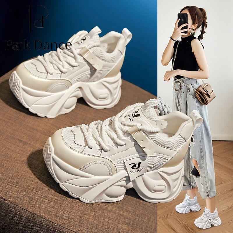 Chunky 7CM Women Casual Vulcanized Shoes High Heels Women Leather Sneakers Outdoor Increased Comfortable Platform Wedge Sneakers