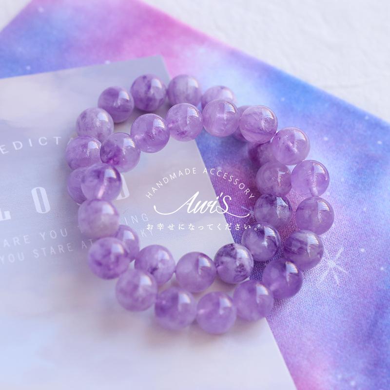 Recommended: Snowy Splendor by Wei - Handmade Natural Dreamy Amethyst Lavender Purple Jade Snowflake Bracelet 8mm