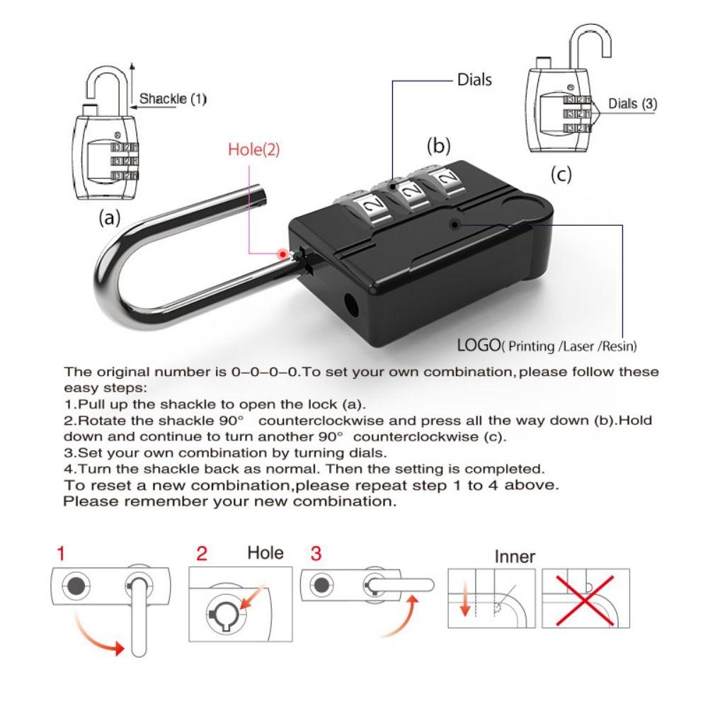 Protection Security Safely Code Lock With Steel Cable Anti-theft 4 Digit Combination Lock