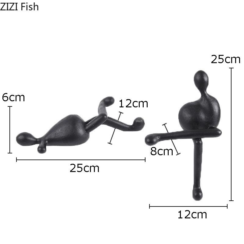 Black Abstract Characters Resins Sculpture Creative Furnishings Desk Decoration Simplicity Figures Statue Modern Home Decor