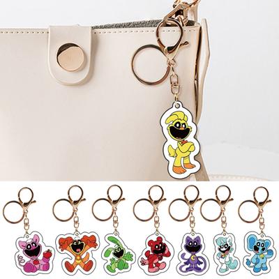 Cartoon Animal Smiling Acrylic Smiling Animal Pendant Keyring Bag Backpack Key Phone Accessories