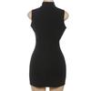 2025 Summer European & American Chic Sleeveless Bodycon Dress - Sexy Hollowed-Out Design, Solid Color