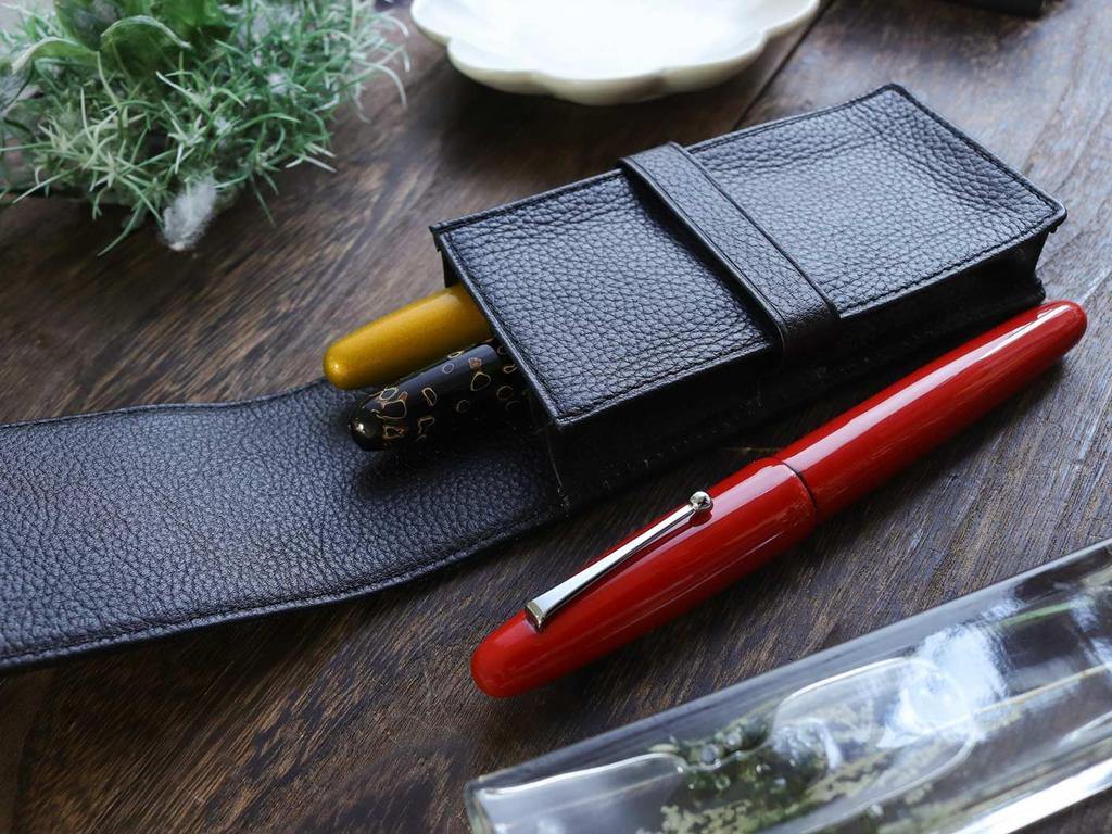 WANCHER Terasaki Leather Pen Fountain Pen Java Leather Pen Case Fountain Case, Black, Case, Products, [WANCHER Pen]