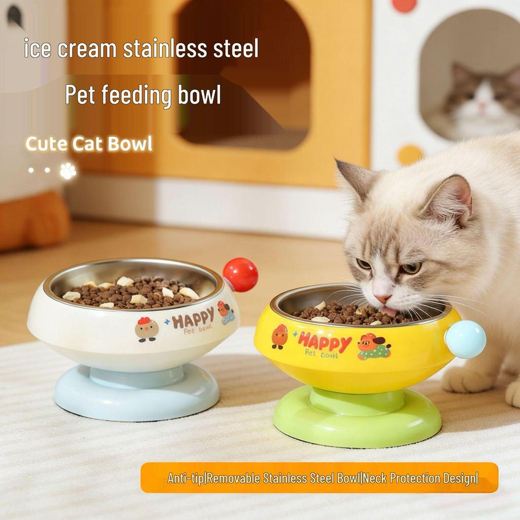 Dopamine Stainless Steel Detachable Pet Bowl for Small Cats and Dogs