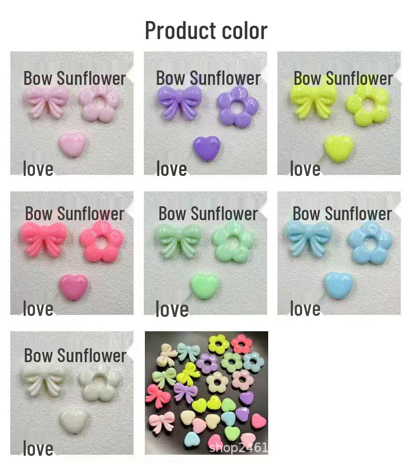 Spring Acrylic Loose Beads for DIY Hair Ties and Bracelets - Bow, Sunflower, Heart Shapes