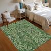 1pc Green Botanical Rug Leaf Flower Pattern Non Slip Floor Mat for Living Room Bedroom Rustic Home Decor Carpet