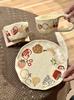Doodle Fruit Hand Painted Ceramic Plate Splash Ink Breakfast Dessert Single Serving Plate Set High Value