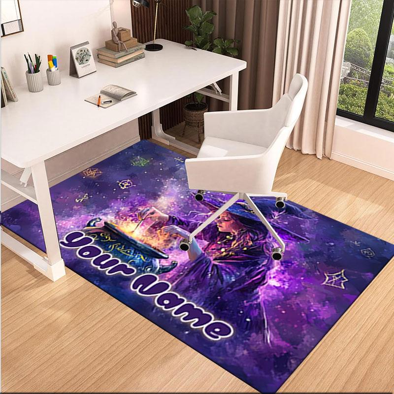 1PC Custom Name Witchcraft Spell Magic Night Theme Floor Mat Ideal for Living Room, Game Rooms, Office, Bedroom,Floor Mat Playful Design