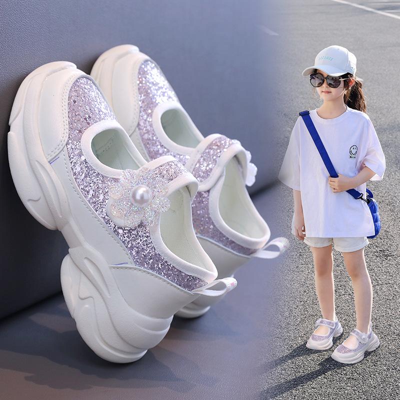 

Детская спортивная обувь, повседневная обувь для девочек на мягкой подошве, легкие детские нескользящие кроссовки среднего и большого размера 27 белый