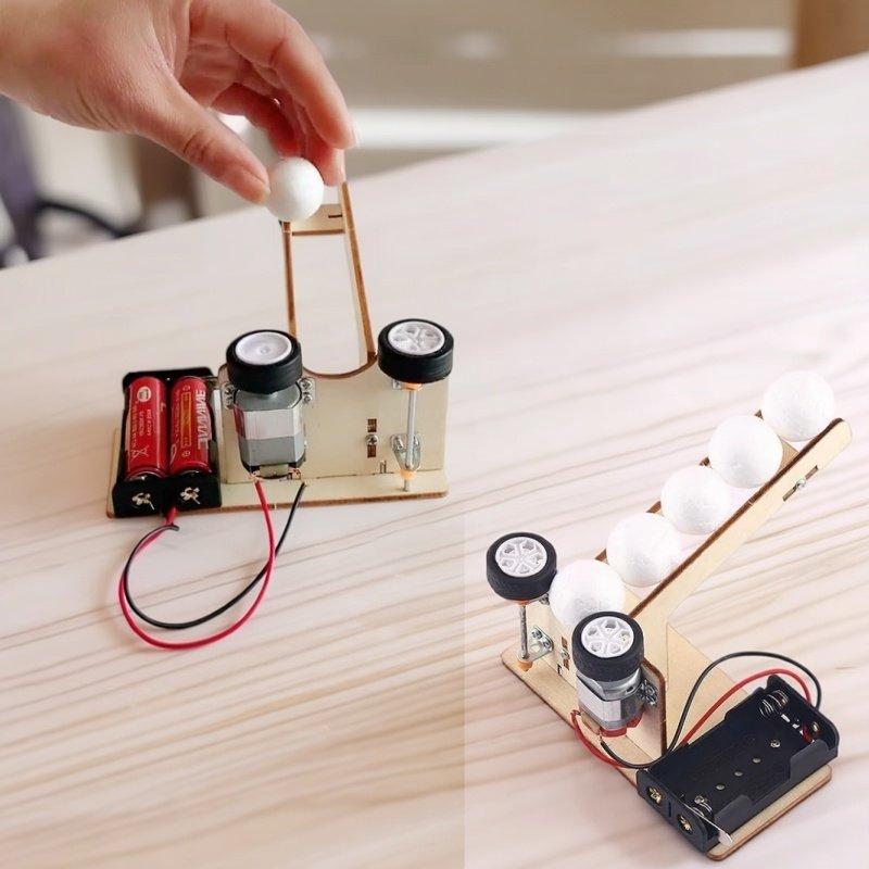 Diy Automatic Ball Server Machine Stem Science Toy Kinetic Energy Transfer Experiment Kids Handmade Assembly Educational Tool