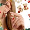 Lightweight Holiday Earrings 1 Pair Red Christmas Stocking Stud for Women, Sparkly Rhinestone Enamel Gift Her Sock Shaped Earring with Snowflake,