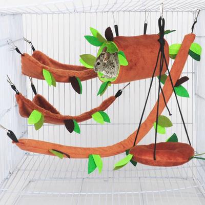 5Pcs/Set Pet Hamster Squirrel Warm Ropeway Hammock Hanging Swing Cage Bed Nest