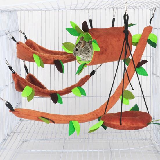 5Pcs/Set Pet Hamster Squirrel Warm Ropeway Hammock Hanging Swing Cage Bed Nest