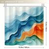 1pc Shower Curtain - Blue Teal to Orange Gradient Waves, 71x71 Inch, Polyester, 12 Hooks, Modern Bathroom Decor