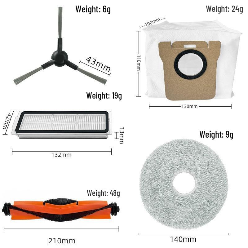 Accessories for Xiaomi X20 Pro/X20Max: Roller Brush, Side Brush, Filter, Mop Cloth, Dust Bag