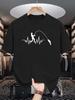 Mens Crew Neck T Shirt Fishing Heartbeat Silhouette Graphic Tee Casual Summer Tops For Fishermen Outdoor Hobby Fans Daily Gift