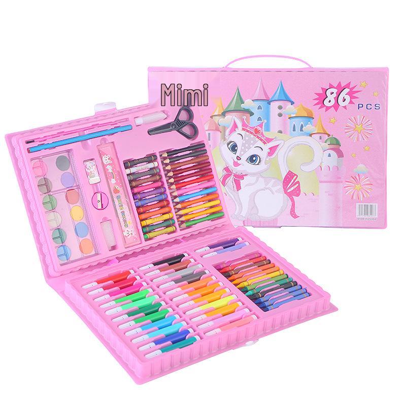 

Набор для детского творчества из 86 предметов, моющийся: Кисти, Мелки, Акварельные ручки и Канцелярские подарки. 86-piece paintbrush set
