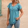 Women’s Casual Short Sleeve Pullover T Shirt with Crew Neck and Button Loose Fit Summer Top Blouse