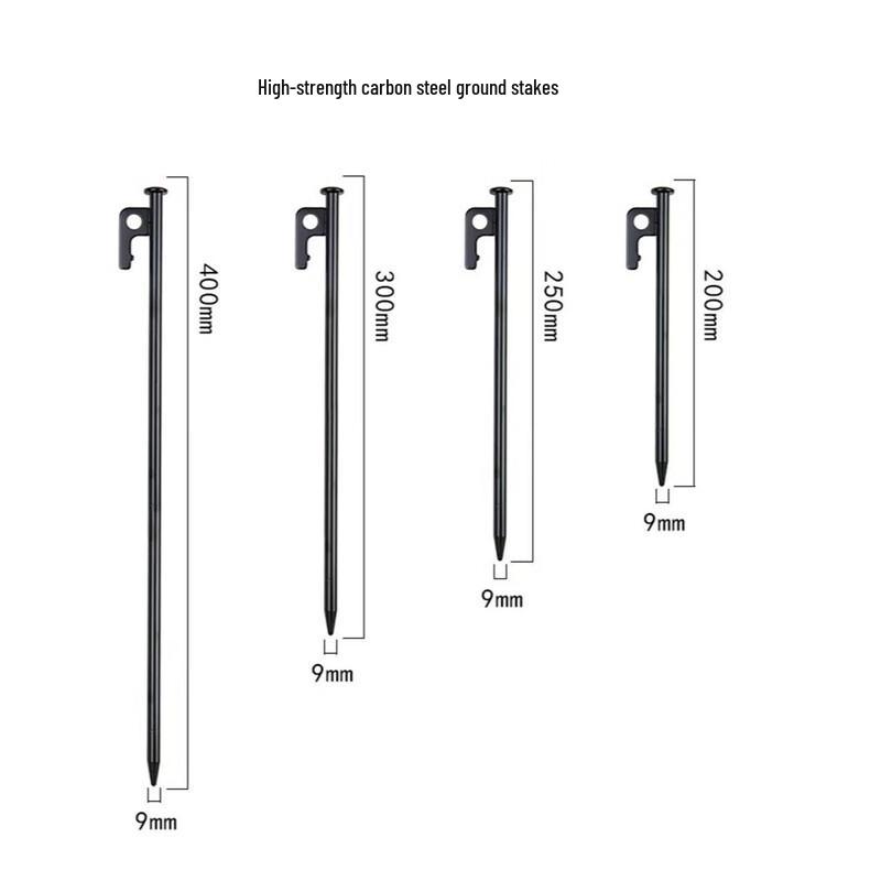 OEING Heavy-Duty Black Steel Tent Stakes