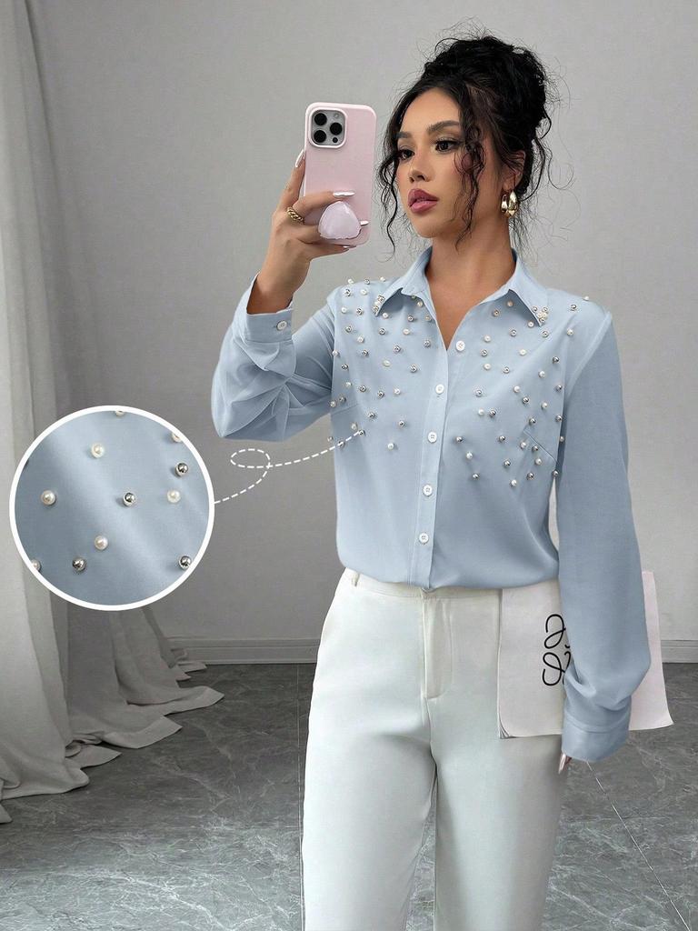 2026 Spring/Summer Elegant Solid Color Lapel Single-Breasted Shirt PJ0579