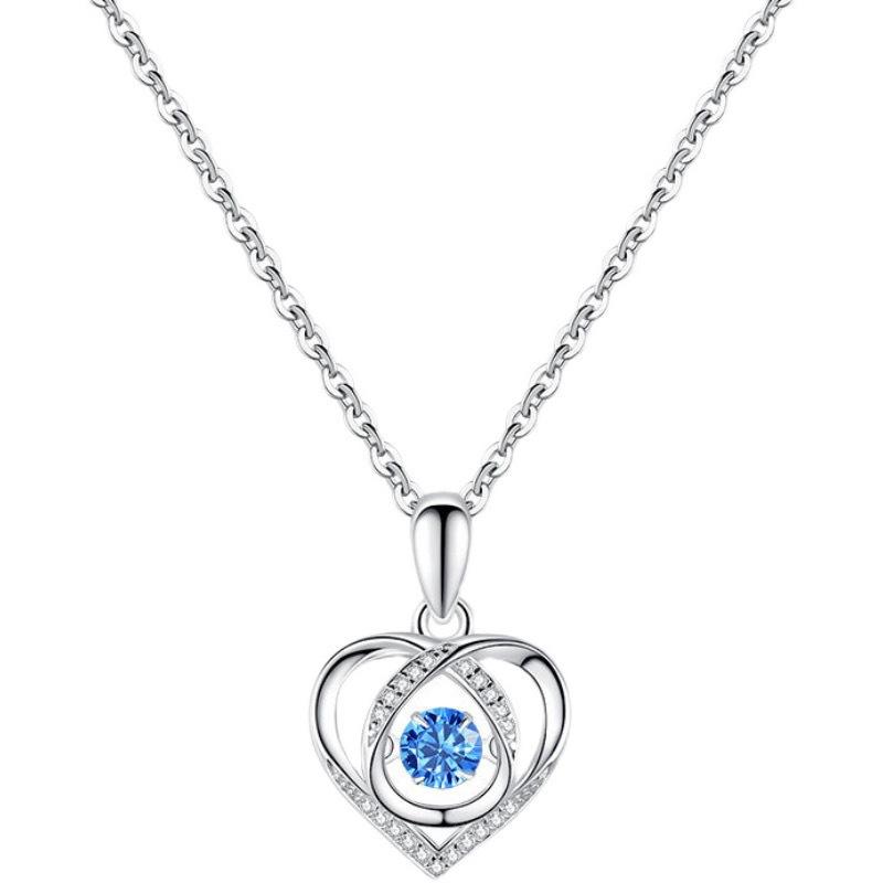 Beating Heart Necklace Women'S Summer Love Zircon Clavicle Chain Lamp Luxury Niche Necklace Qixi Festival Gift