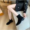 Vintage Women Slim Ankle Boots Fashion Elegant Square Toe Shoes Autumn High Heel  Short Booties