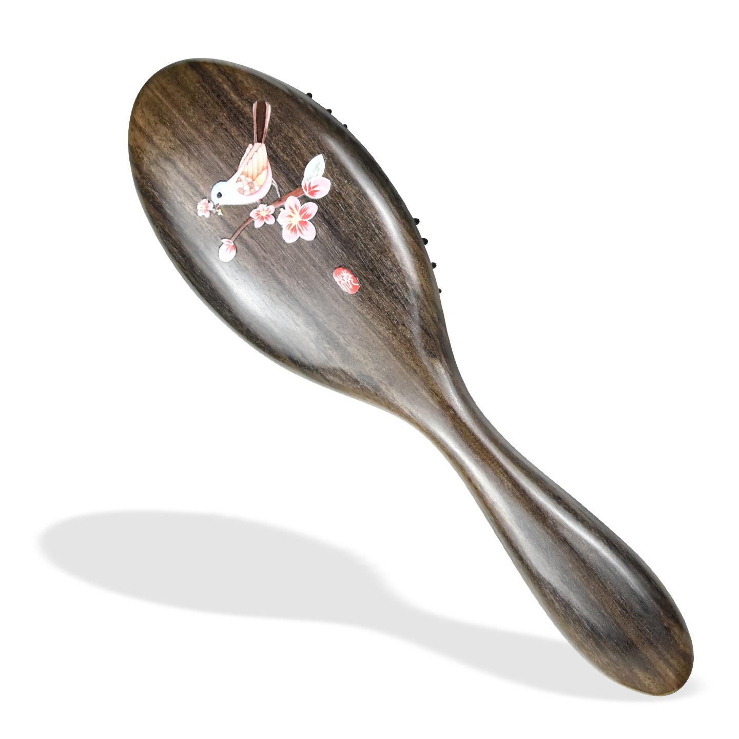 Sandalwood Cartoon Lacquer Art Air Cushion Head Massage Comb