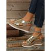 New Summer Wedge Platform Sandals - Women’s Plus Size Hollow Out Shiny Buckle Thick Sole Shoes