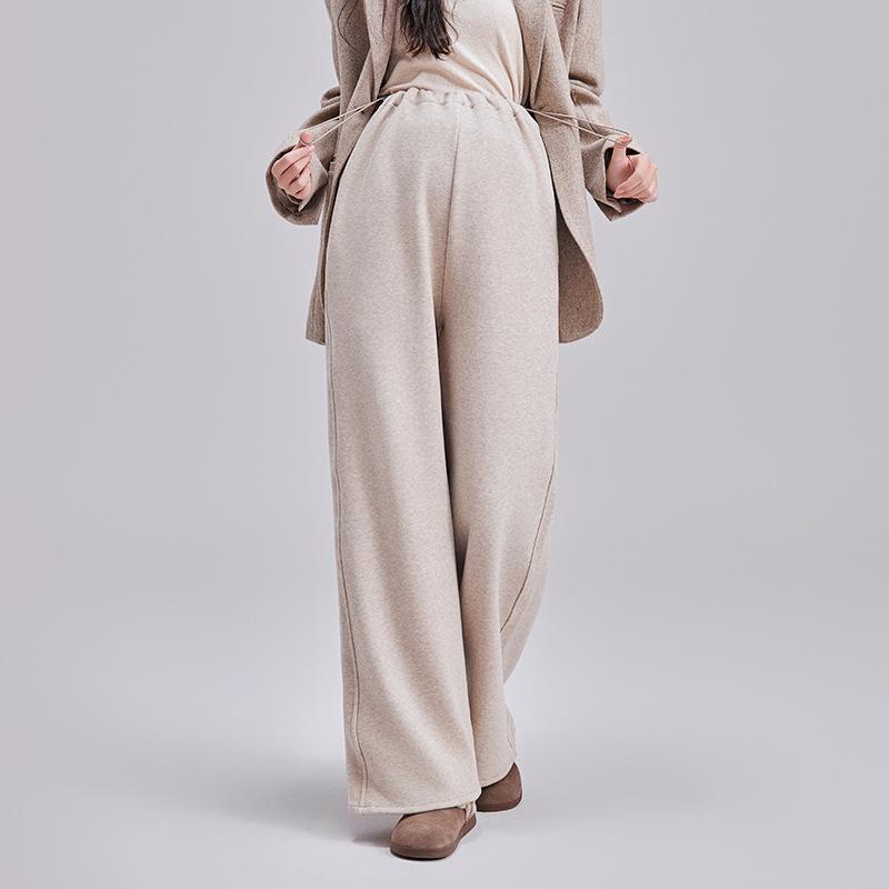 Maternity Straight Glutinous Rice Casual Pants Autumn and Winter Thickened Outer Wear New Drawstring Warm Wide Leg Pants Maternity Clothing Winter
