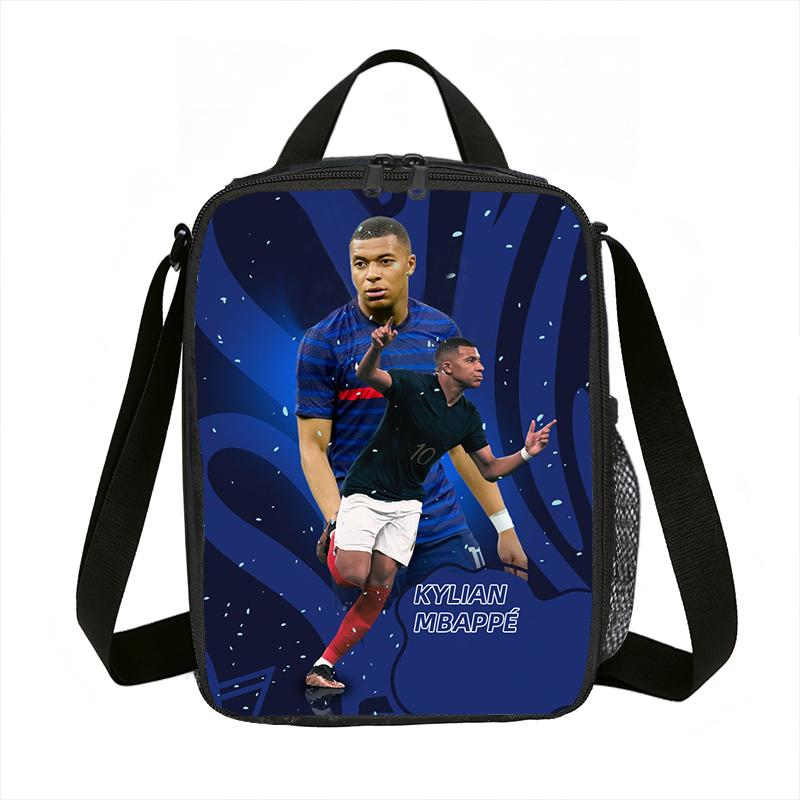 Leer, Reizen Geïsoleerde Lunchtassen M-Mbappe Thermische Tas Voetbalster Lunchcontainer Lekvrije Tote Lunchbox Voedsel Bewaartassen