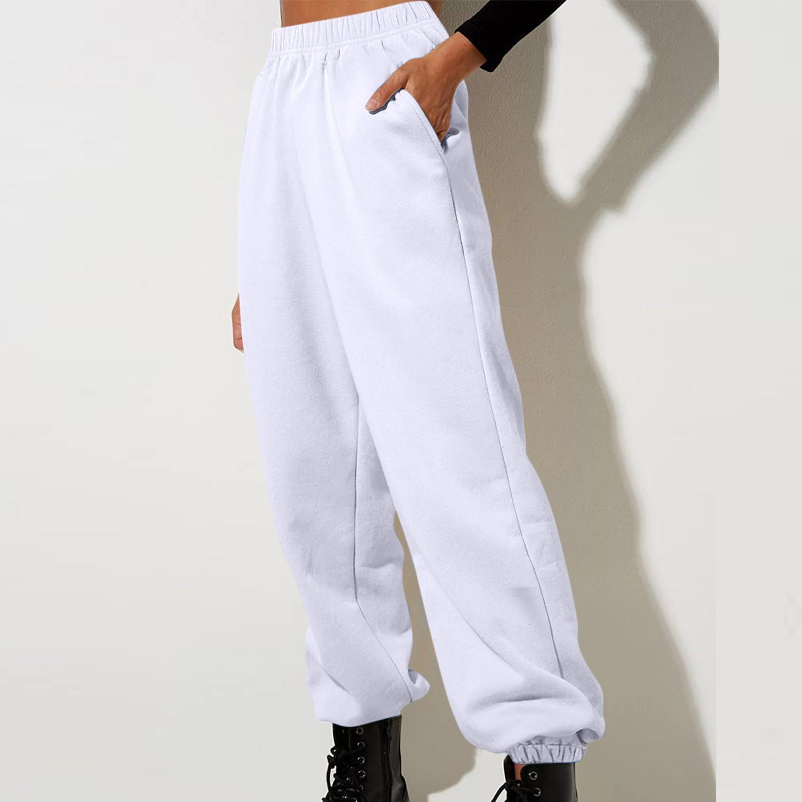 

Женские модные спортивные однотонные повседневные спортивные штаны с карманами и брюками XL белый