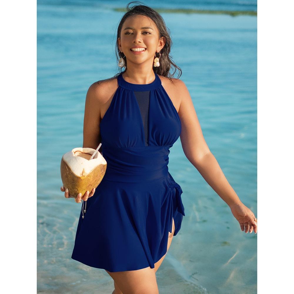 European and American Plus Size Swimsuit Women's 2025 New Fattening Plus Size Swimsuit Skirt One-piece Swimsuit Women