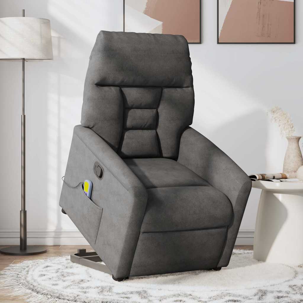 Massage Recliner with Rising Aid Dark Grey Microfiber Fabric