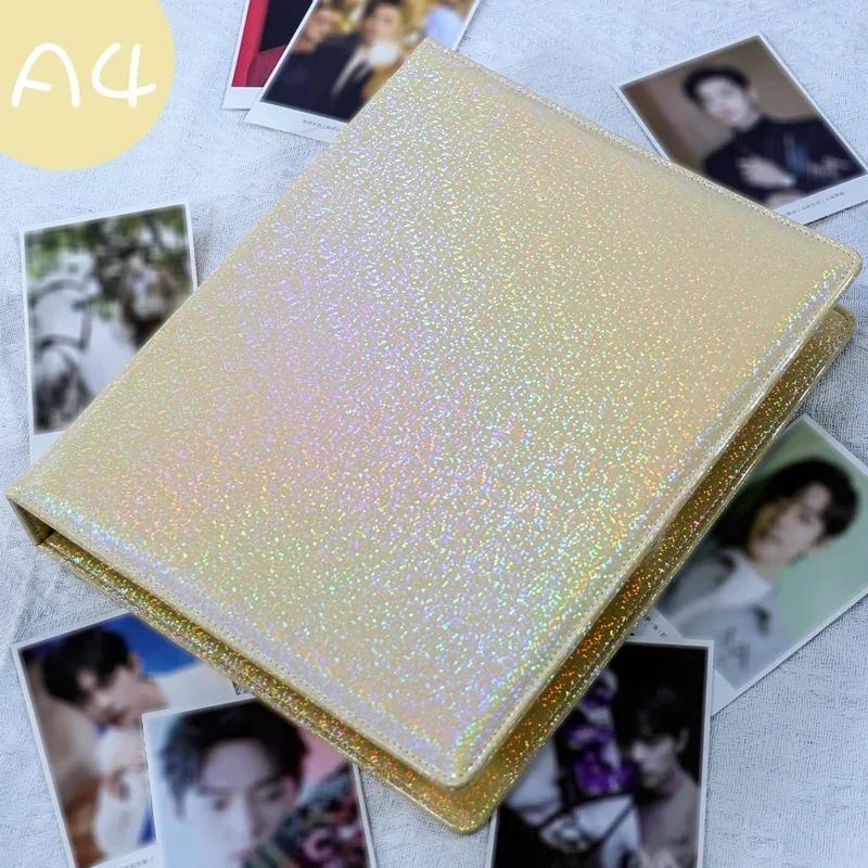 Laser Farbe A4 Fotokarten-Ordner D-Ring Groß 9-Fächer Sammelbuch 3-Zoll Fotoalbum PU-Leder Foto-Halter Koreanisch Kpop