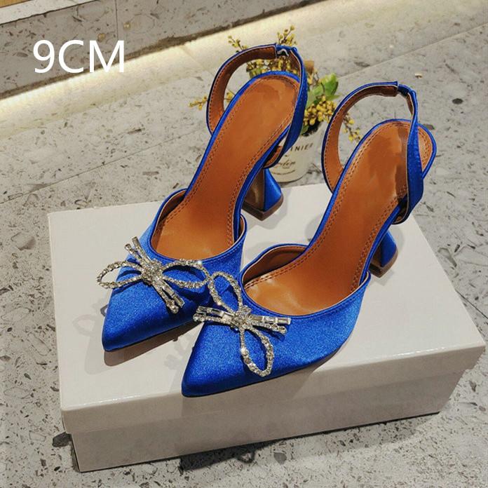 2025 Satin High Heels Women'S Bow Sexy Rhinestone Pointe Women'S Shoe Wine Glass Everything Stylish