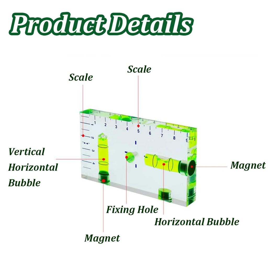 Magnetic Mini Bubble T-Type Level High Precision Transparent Two Directions Spirit Level Mark Measuring Instruments Layout Tools