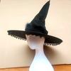 Halloween Party Velvet Witch Hats Party Wide Brim Pointed Hat Accessory Tulle Witch Hat with Lace Conjurer