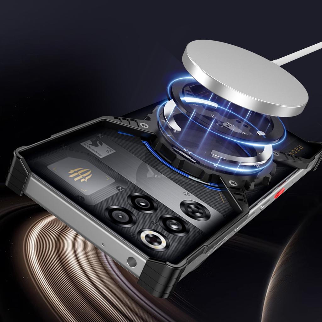 Für ZTE nubia RedMagic 11 Pro 5G/11 Pro+ 5G Hülle Leuchtender Magnetischer Ständer Aluminiumlegierung + PC Stoßfänger Handyhülle Wärmeableitung