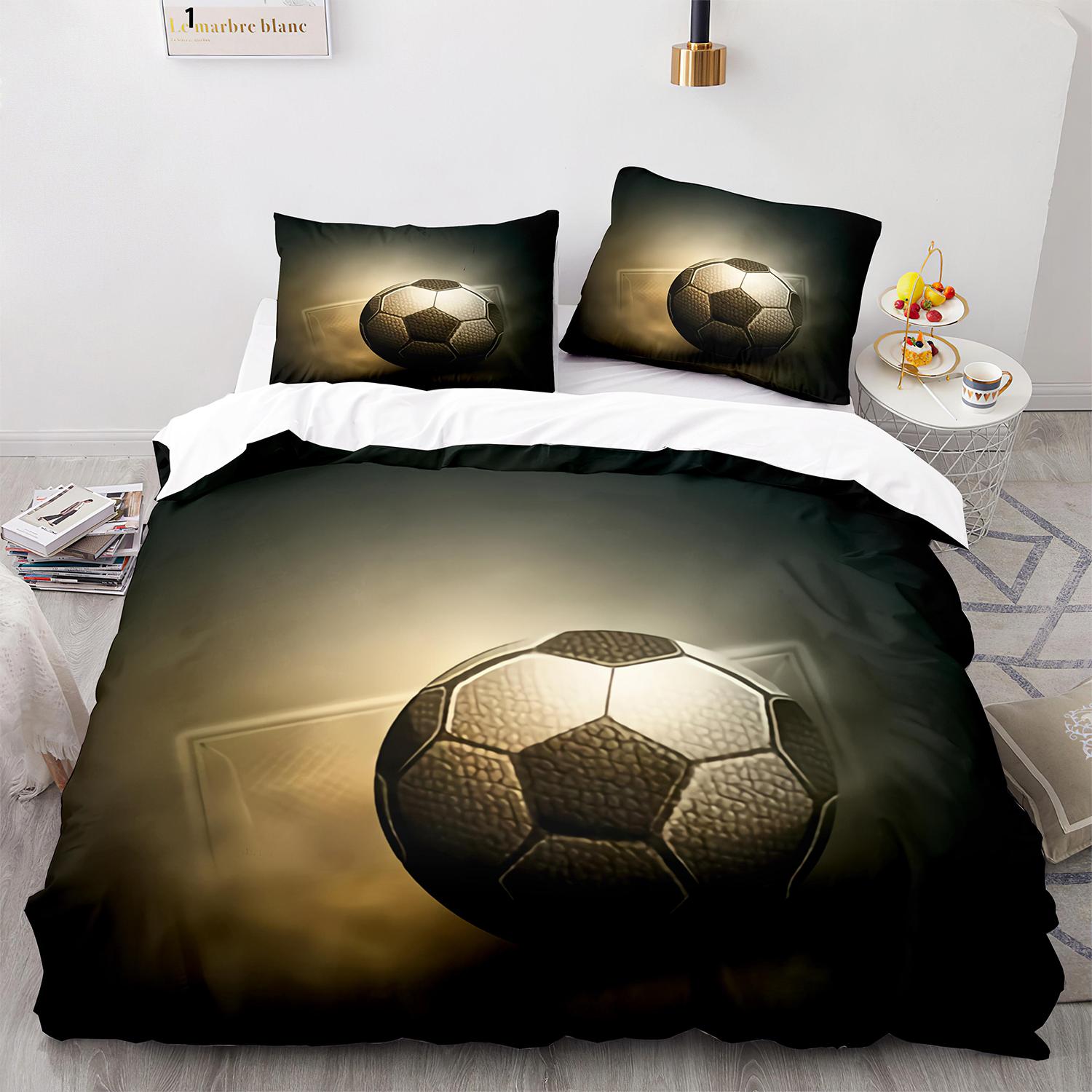 

Football King Queen Duvet Cover 3D Soccer Bedding Set For Kids Teens Adult Ball Game Quilt Cover Sport Fans Soft Comforter Cover EU single(135x200cm)